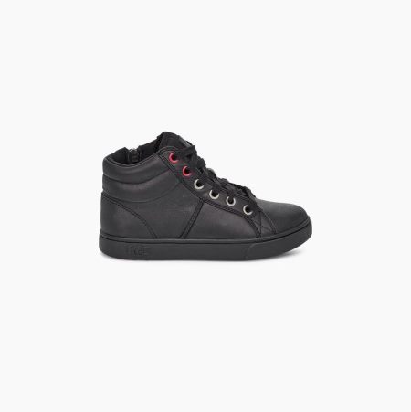 UGG Boscoe Leather Black Sneakers for Kids (WAIC60172)